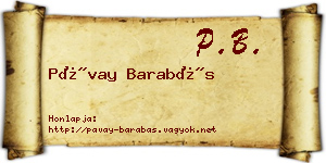Pávay Barabás névjegykártya